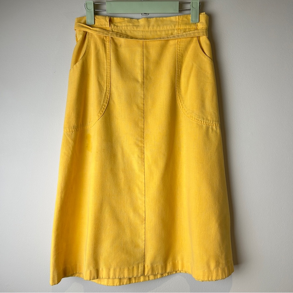 Butter Yellow Vintage Women's A-Line Midi Wrap Skirt